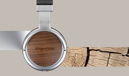 Kr&uuml;ger&amp;Matz KM0669 Bedrade hoofdtelefoon met microfoon walnotenhout