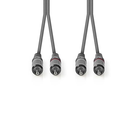 Nedis Stereo audiokabel | 2x RCA male - 2x RCA male | 5,0 m | Grijs