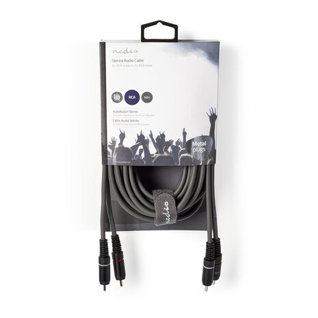 Nedis Stereo audiokabel | 2x RCA male - 2x RCA male | 5,0 m | Grijs