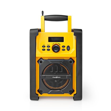 Nedis FM-Bouwradio | 15 W | Bluetooth® | IPX5 | Handvat | Geel / Zwart