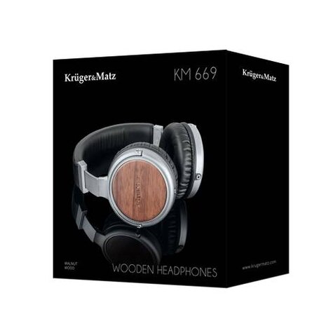 Krüger&Matz KM0669 Bedrade hoofdtelefoon met microfoon walnotenhout