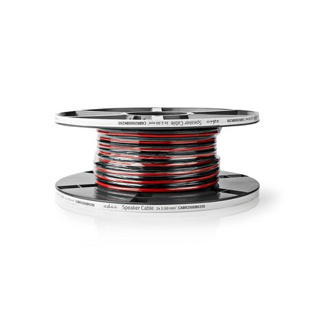 Speaker-Kabel | 2 x 2,50 mm2 | 25 m rond | Rood/Zwart